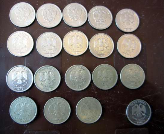 Монета. 1 рубль, современная погодовка (ММД, СПМД). 28 монет 2