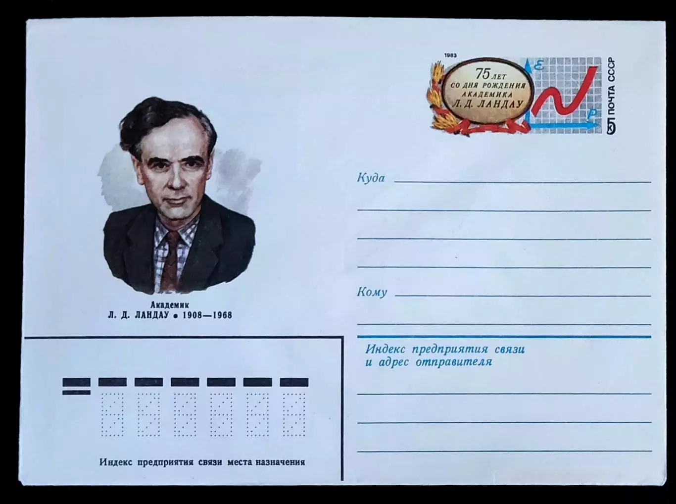 ХМК СССР 1983. Академик Л.Д. Ландау 75 лет со дня рождения. Худ Кравчук 1