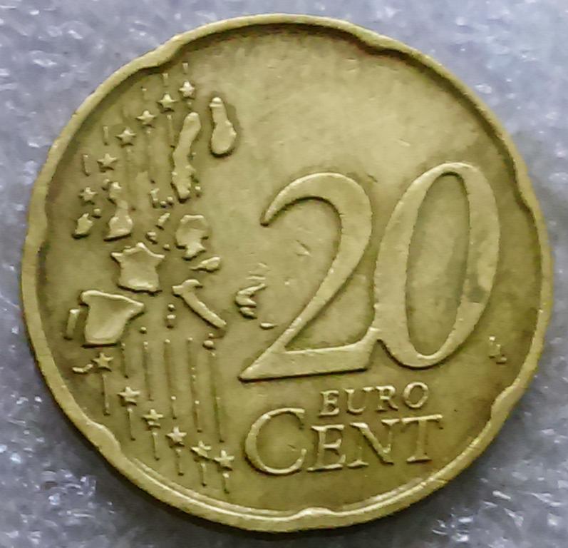 ЕВРОСОЮЗ. 20 евроцентов ИТАЛИЯ 2002 по хорошему курсу 1