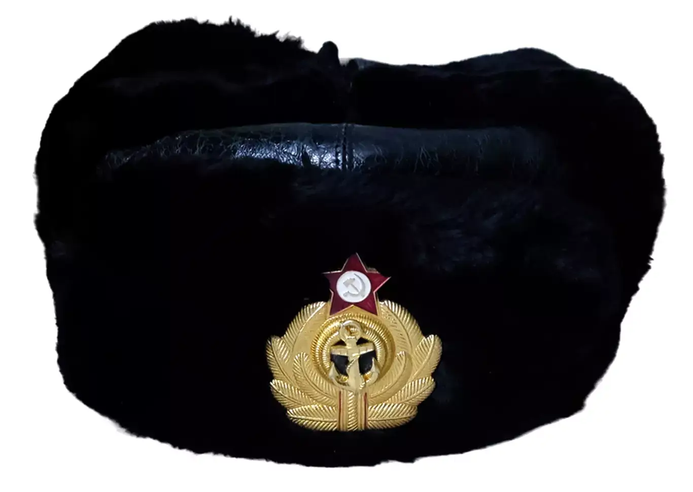 ФОРМЕННАЯ ШАПКА ОФИЦЕРА ВМФ СССР. ВЕРХ КОЖА. р-р 58. 1981 год