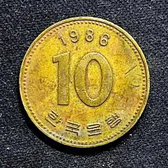Южная Корея 10 вон 1986 год. из оборота