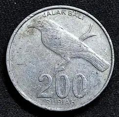 Индонезия 200 рупий 2003 год. Балийский Скворец. из оборота