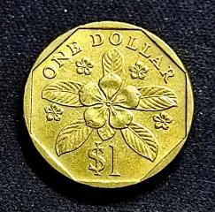 Сингапур 1 доллар 1990 год. флора. из оборота