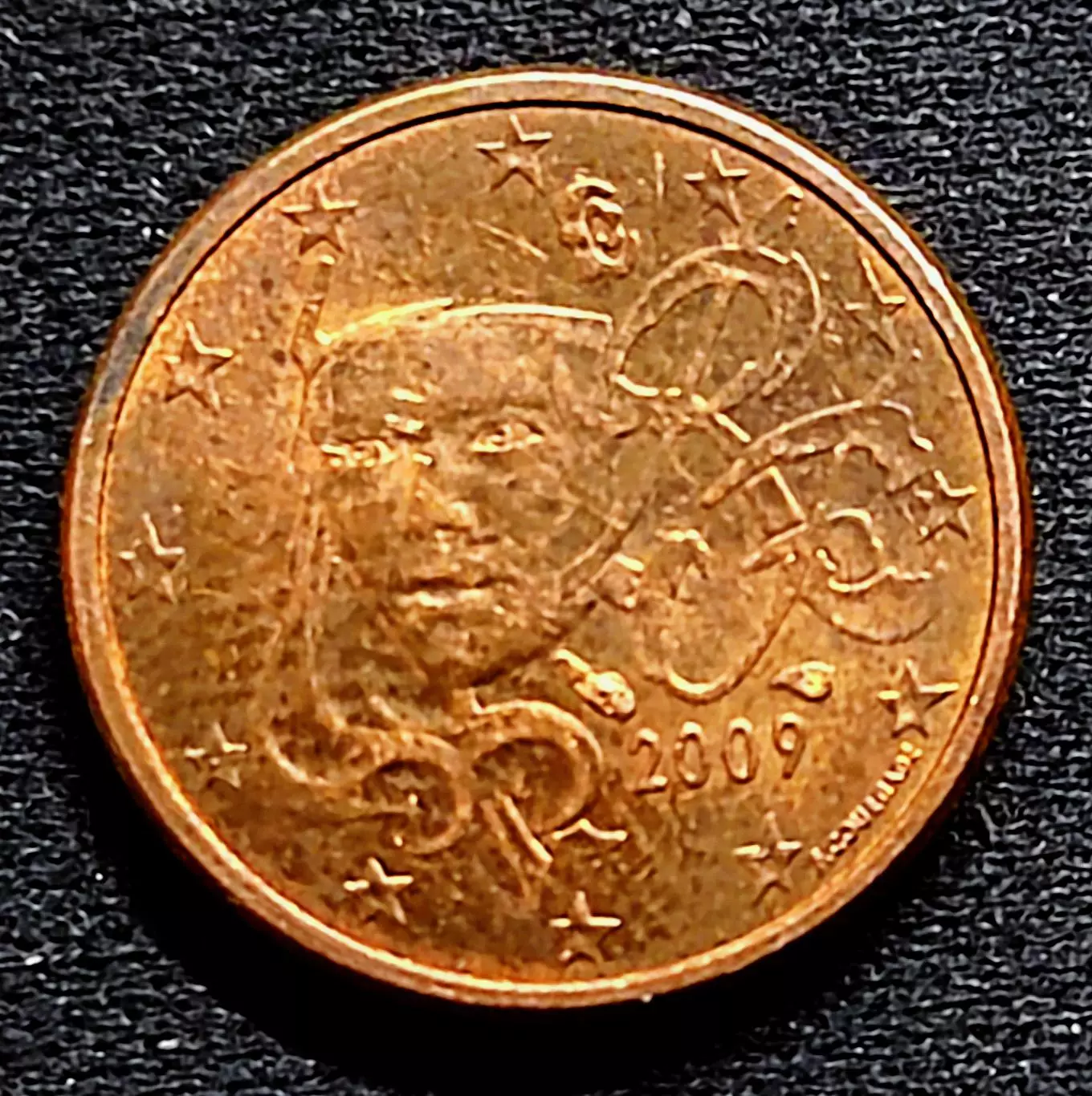 Франция 1 евроцент 2009 2