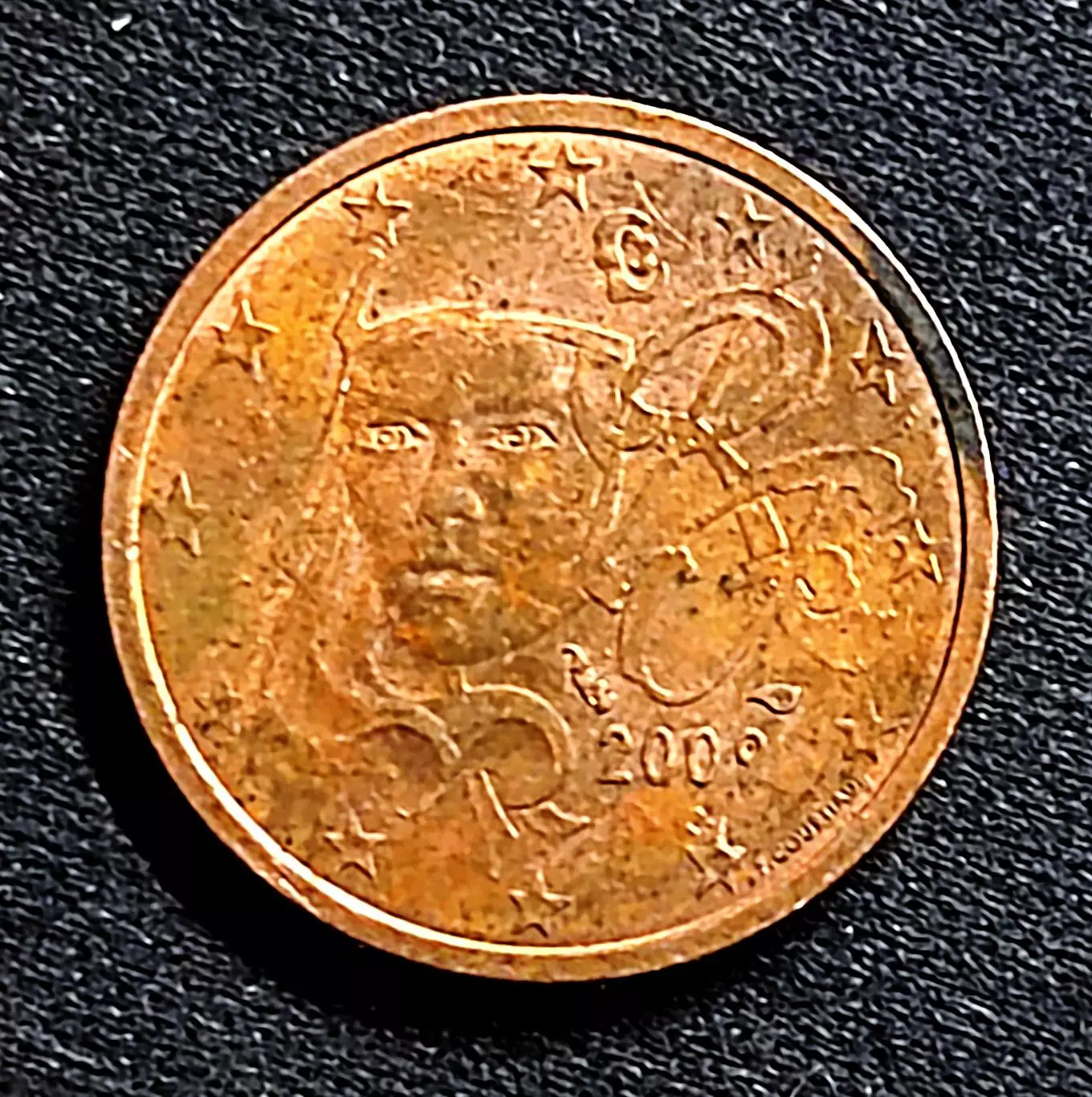 Франция 2 евроцент 2009 год