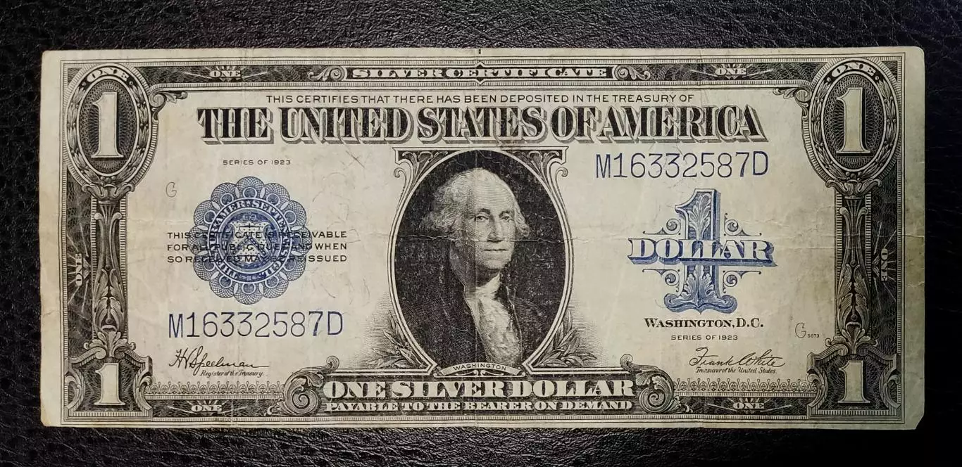 АМЕРИКА. США 1 ДОЛЛАР 1923 ГОД СЕРЕБРЯНЫЙ СЕРТИФИКАТ M1632587D