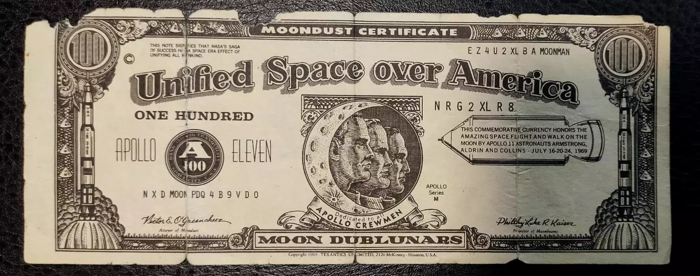 АМЕРИКА. США ДОЛЛАР. КОСМОС 100 ЛУННЫХ ДОЛЛАРОВ 1969 ГОД