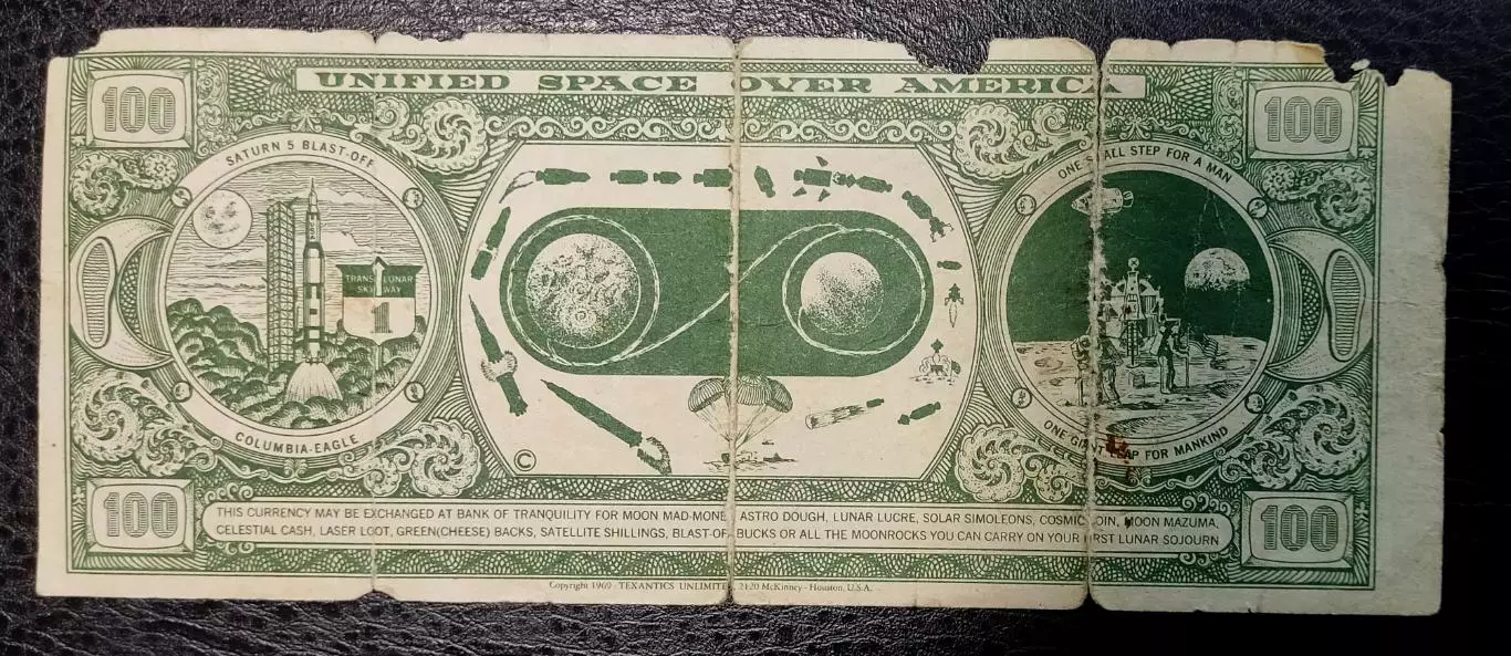 АМЕРИКА. США ДОЛЛАР. КОСМОС 100 ЛУННЫХ ДОЛЛАРОВ 1969 ГОД 1