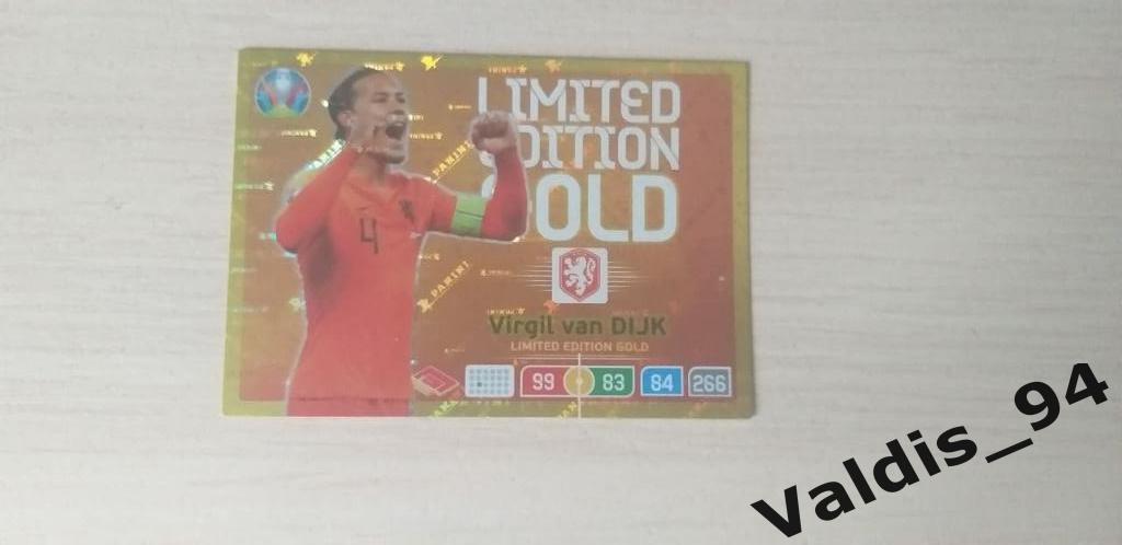 футбольная карточка Вирджил ван Дейк limited edition gold , PANINI 2020