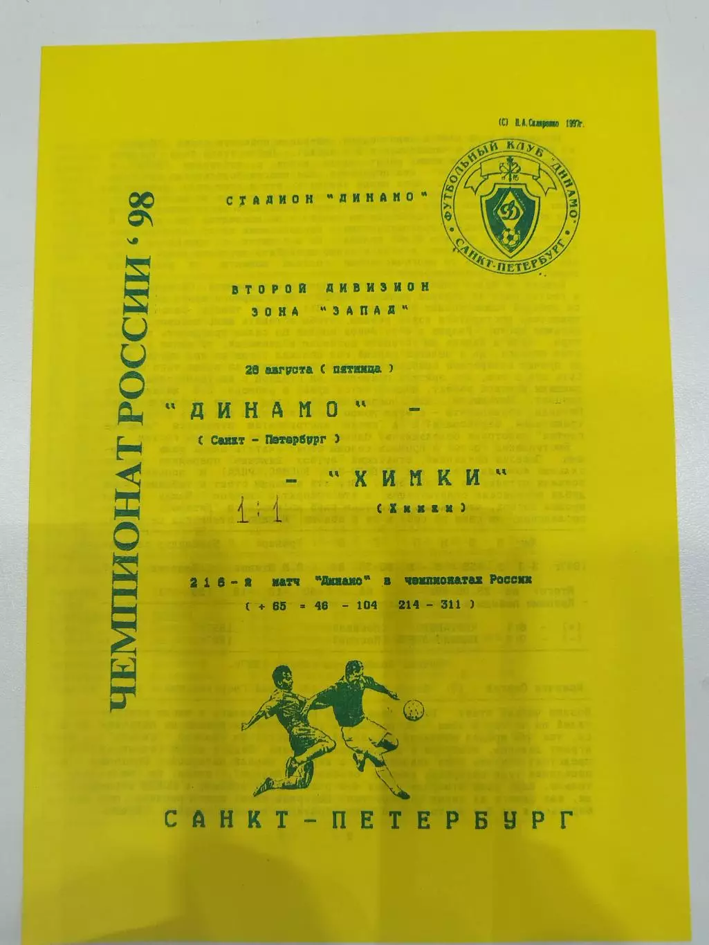 Динамо(Санкт-Петербург)-Химки 1998