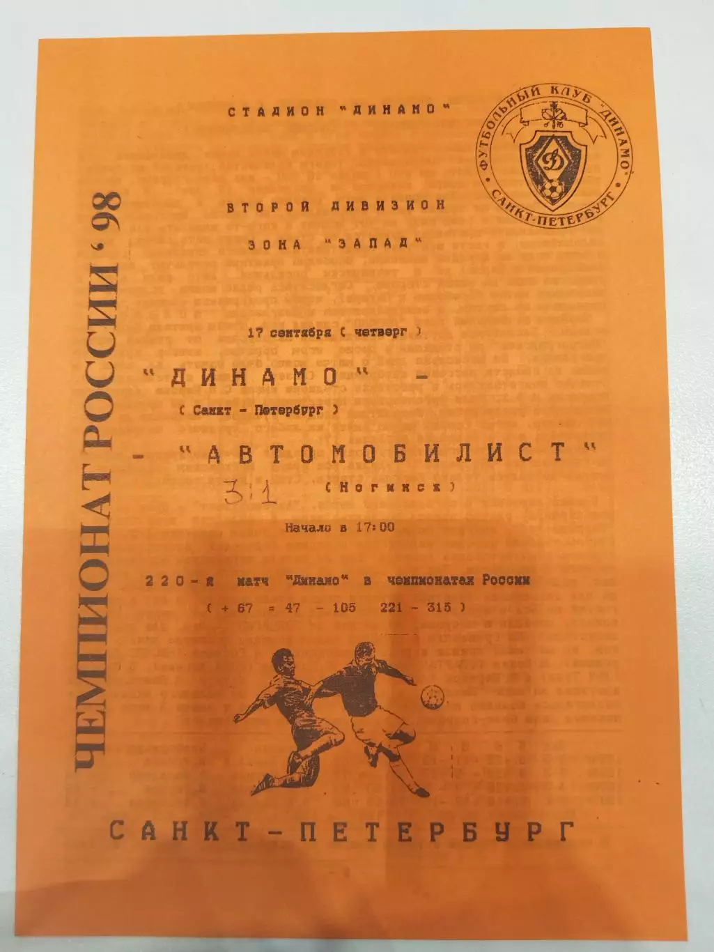 Динамо(Санкт-Петербург)-Автомобилист(Ногинск) 1998