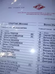 Спартак(Москва)-Волга(Нижний Новгород) 1.12.2013 стартовый лист