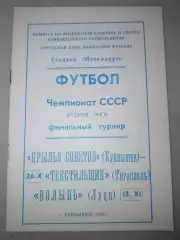 Крылья Советов(Куйбышев)-Текстильщик(Тирасполь)+Волынь(Луцк) 1989