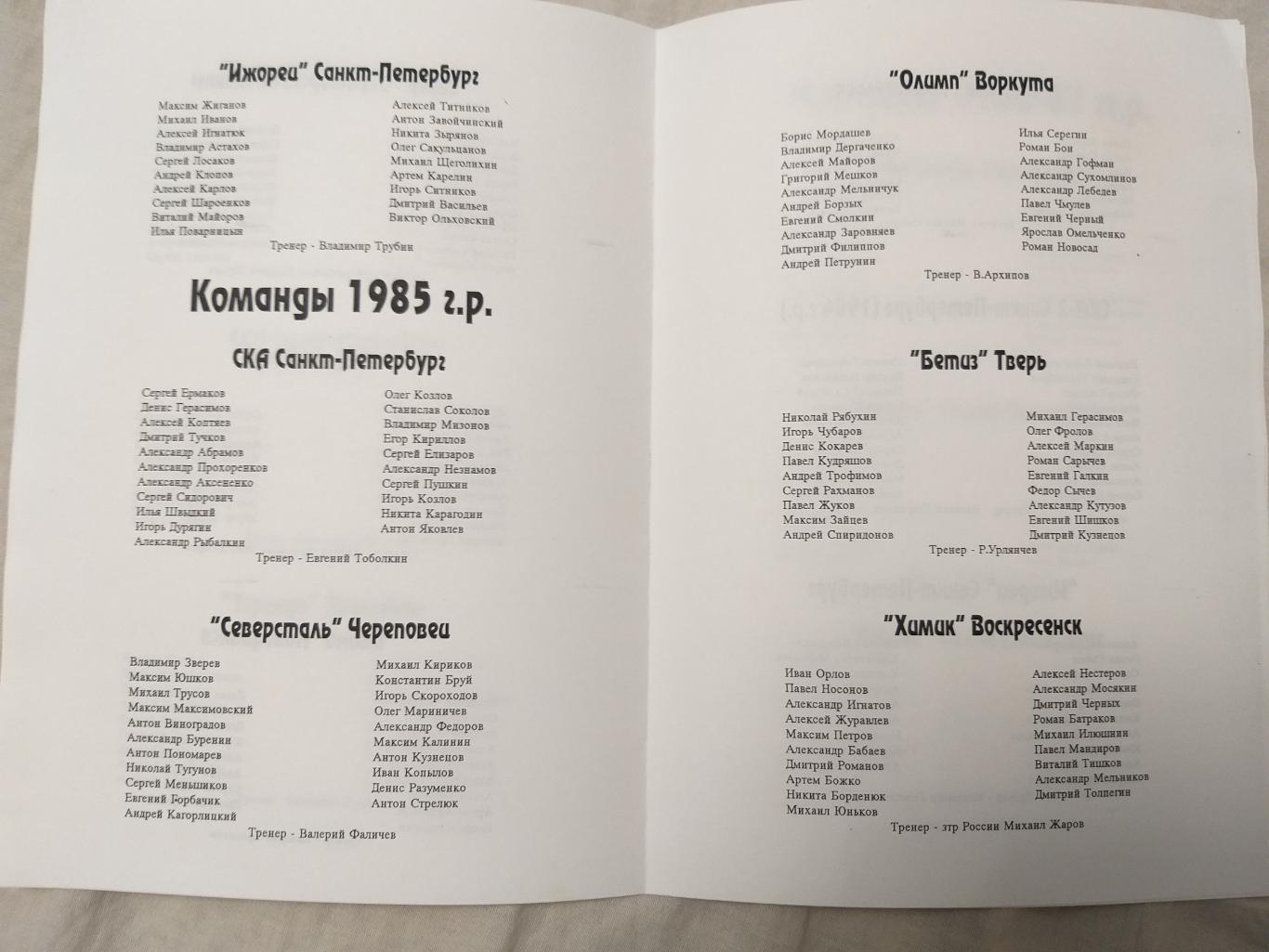 Программка Динамо М, Торпедо НН,Тверь,Ярославль,СКА 2-7.01.1995 1