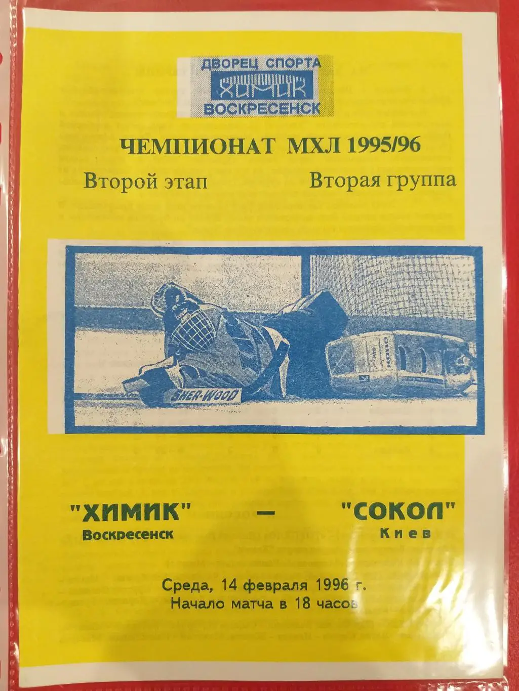 Химик(Воскресенск)- Сокол(Киев) 14.02.1996