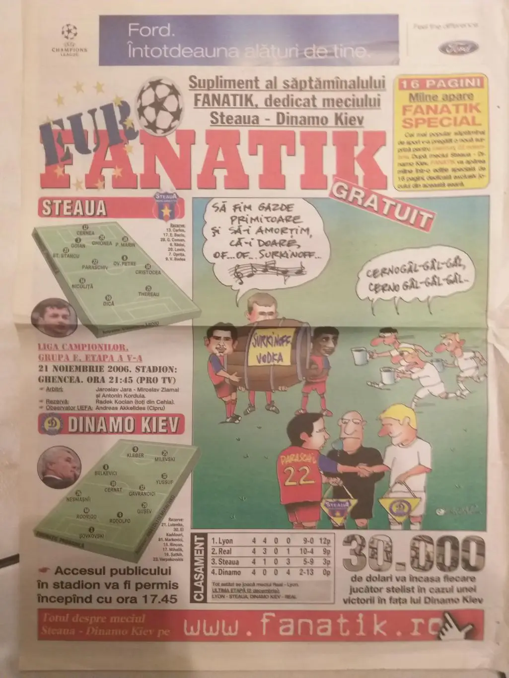 Стяуа(Бухарест)- Динамо(Киев) 2006 газета