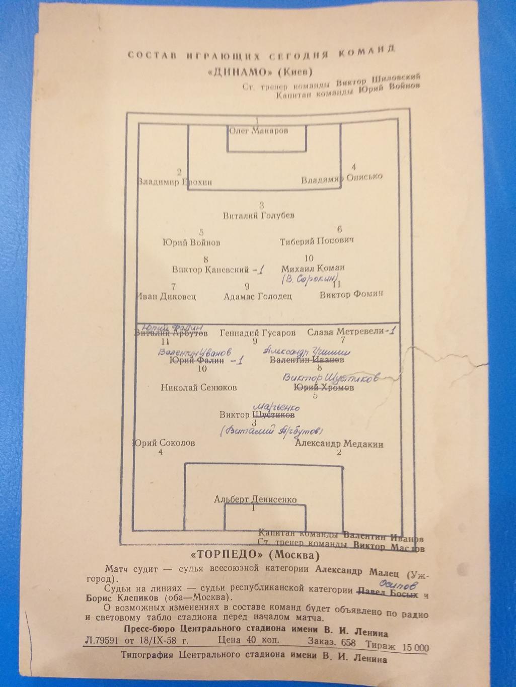 Торпедо(Москва)- Динамо(Киев) 1958 2