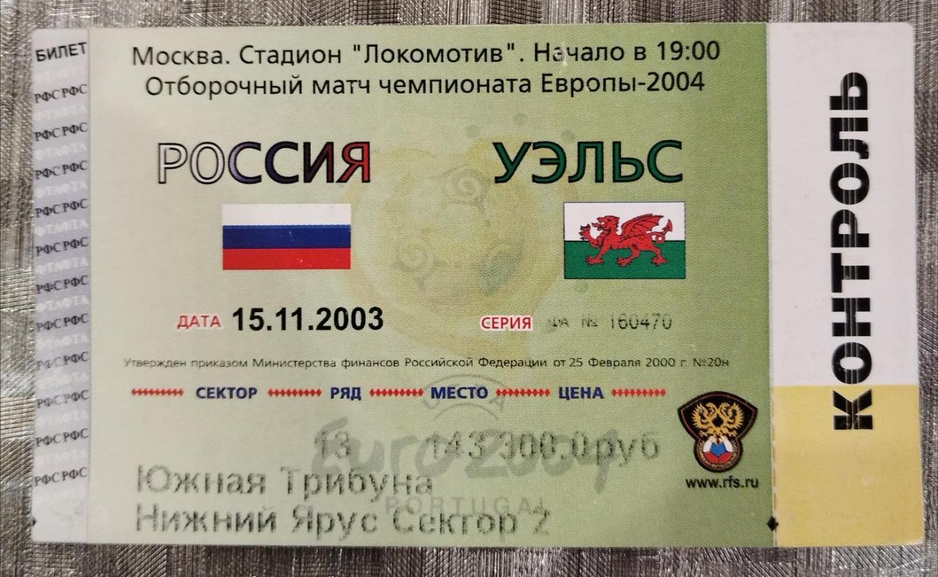 Сборная России- Сборная Уэльса 15.11.2003