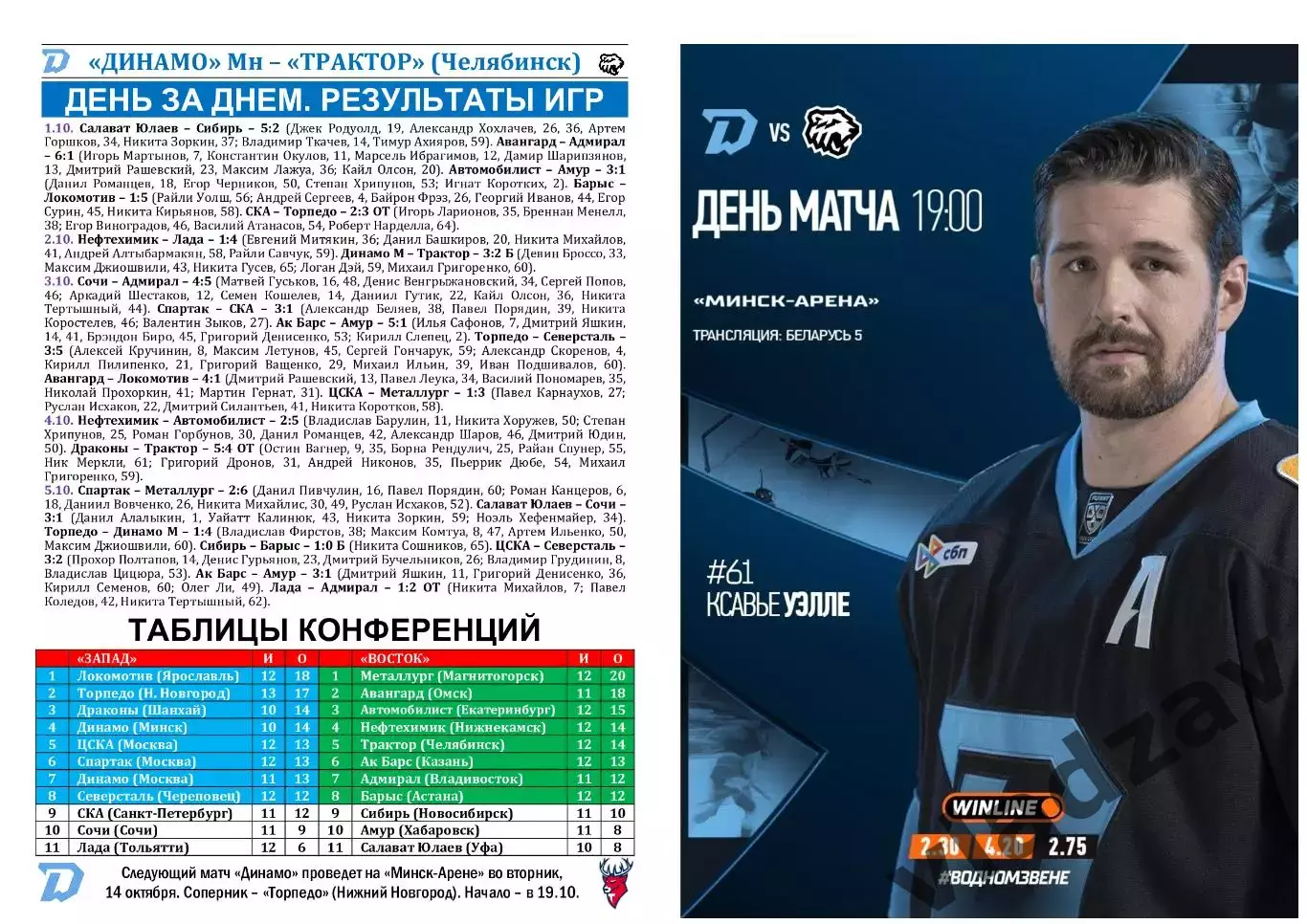 КХЛ-2025/26. 06.10.2025. Динамо (Минск) - Трактор (Челябинск) 1