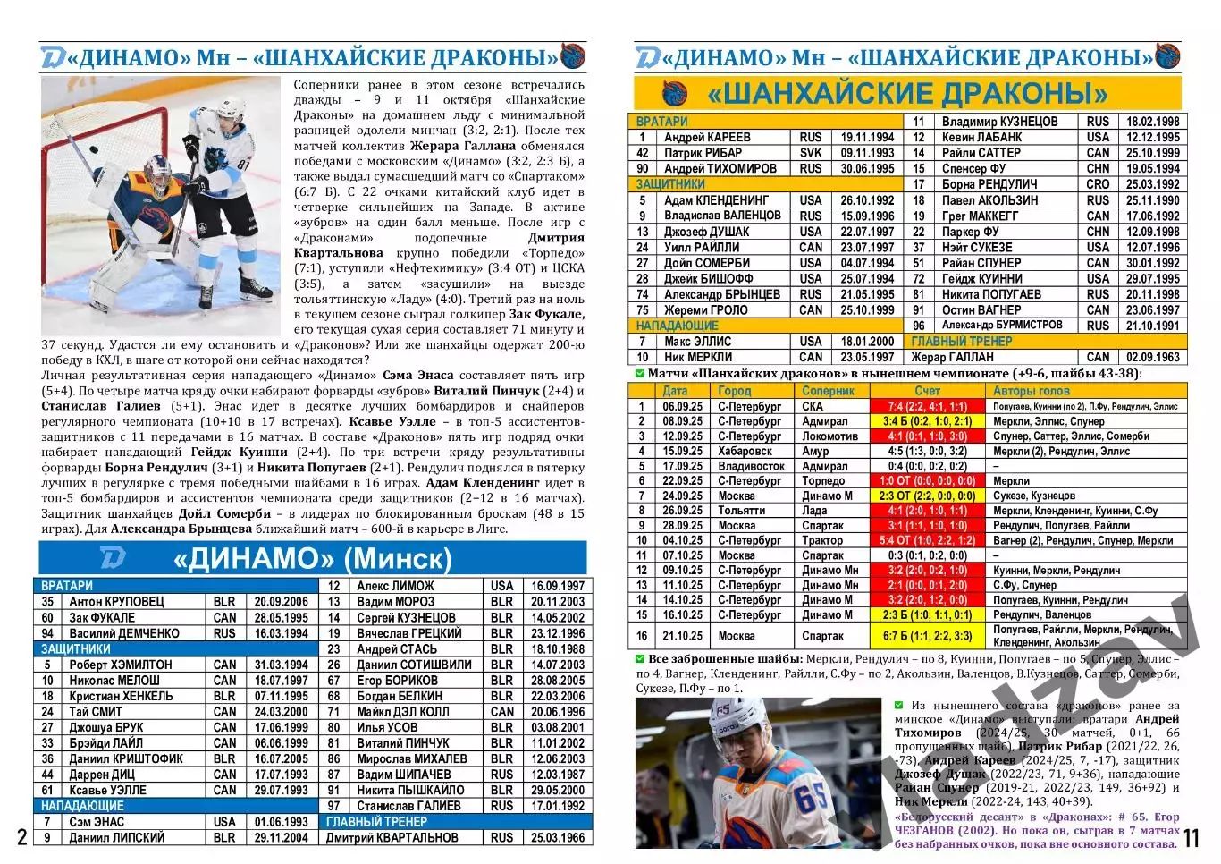 КХЛ-2025/26. 24.10.2025. Динамо (Минск) - Шанхайские Драконы (Шанхай) 1