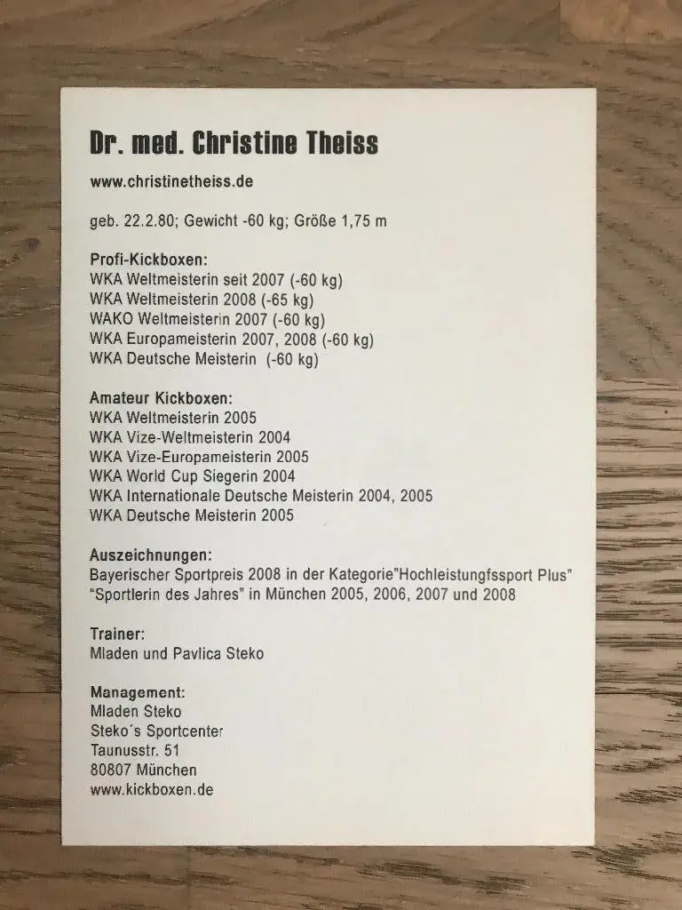 Автограф Christine Theiss 1