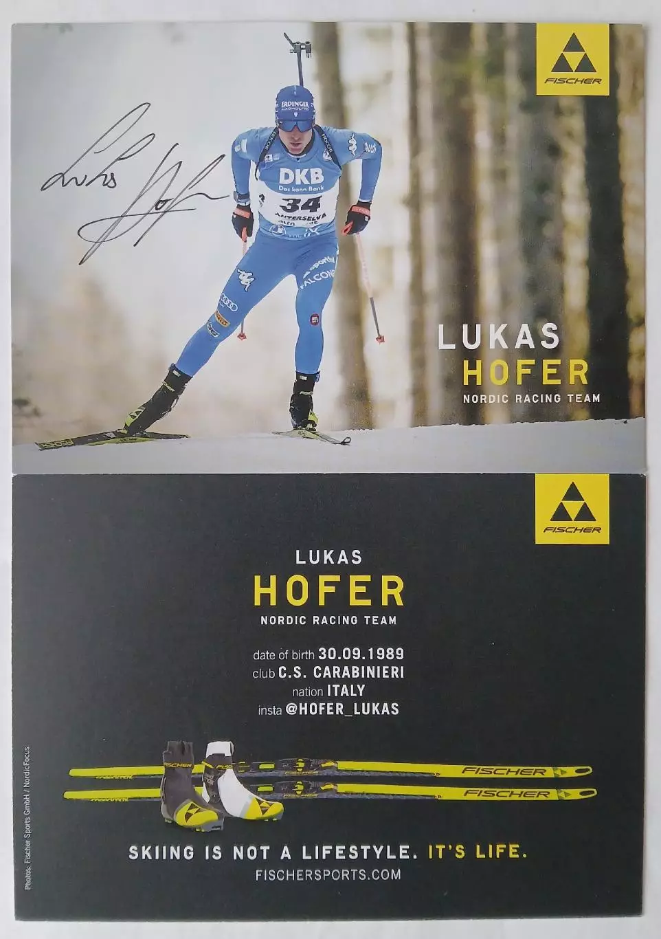 Автограф - карта Lukas Hofer 1