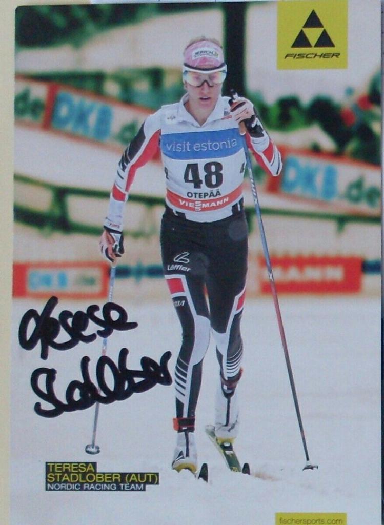 Автограф карта Teresa Stadlober - Австрийская лыжница. 1