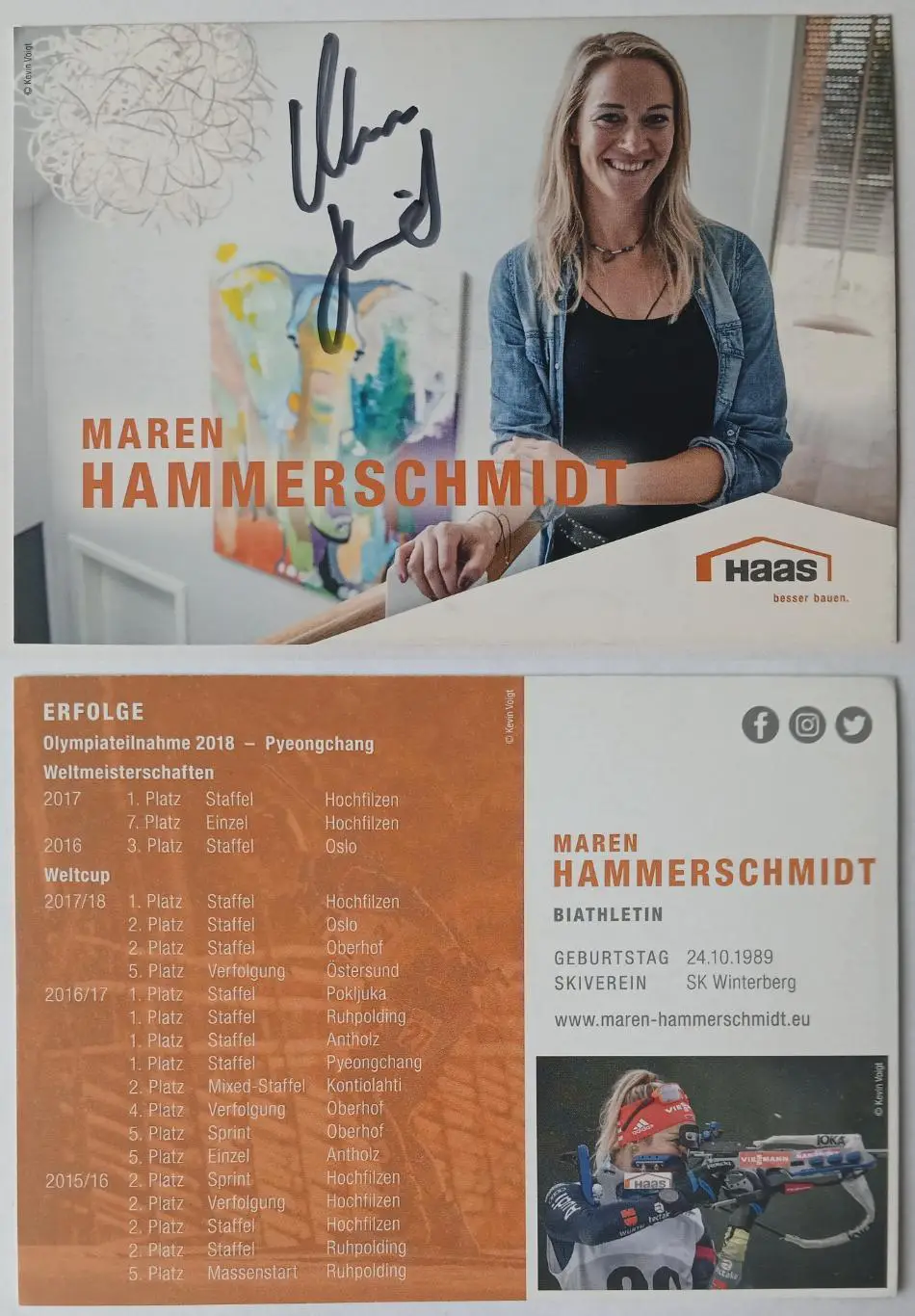 Автограф - карта Maren Hammerschmid