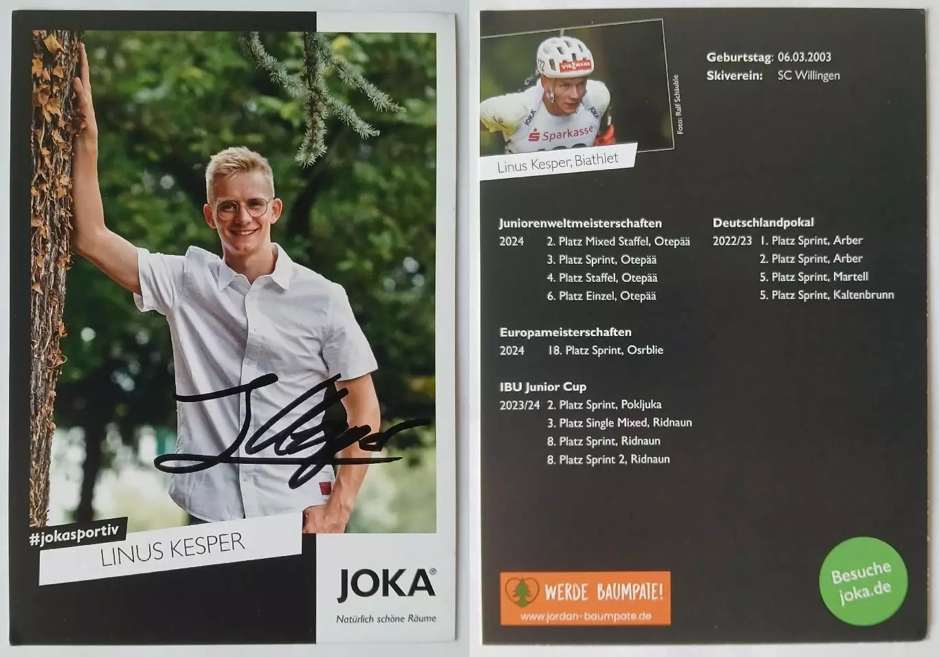 Автограф - карта Linus Kesper