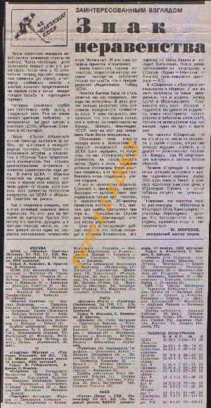 Хоккей,Чемпионат СССР 1987-1988. Спартак Москва-Торпедо Гор и др.,Отчёты.Вырезка