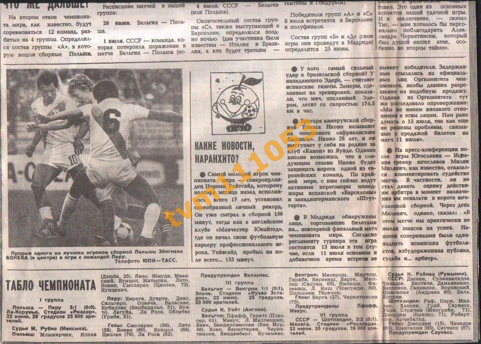 Футбол, Чемпионат мира 1982.СССР-Шотландия, Бельгия-Венгрия.Вырезки. 1