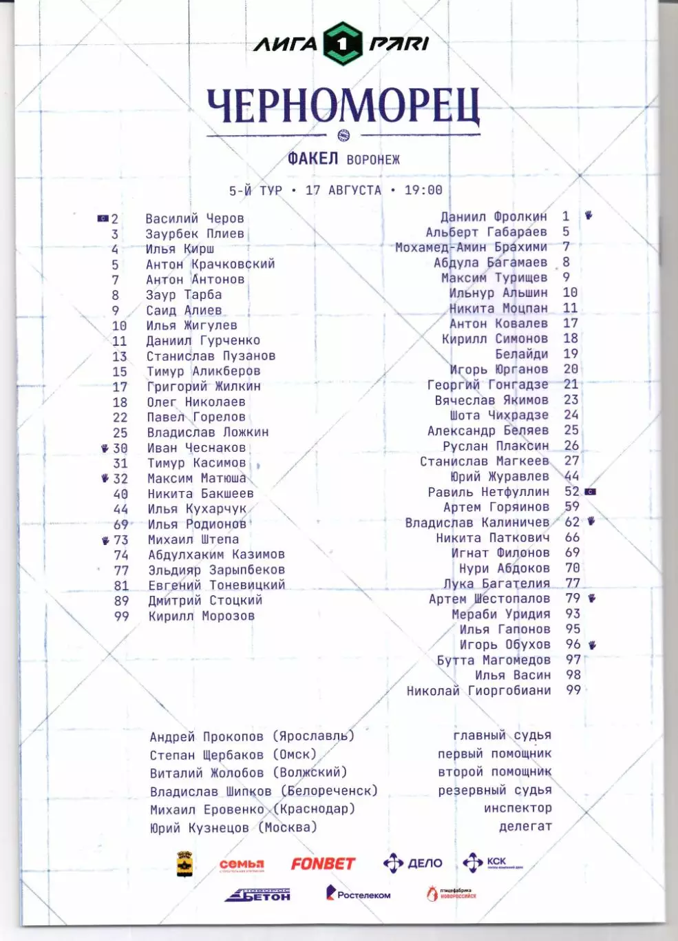 Первая лига Черноморец(Новороссийск)-Факел(Воронеж)17.08.2025 1