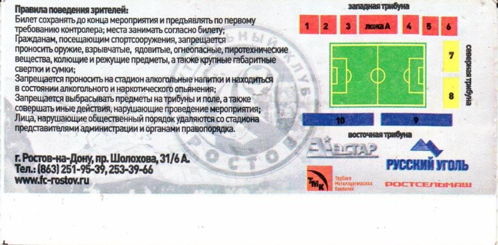 Чемпионат России Ростов( Ростов-на-Дону)-Алания (Владикавказ) 14.10.2008 г. 1