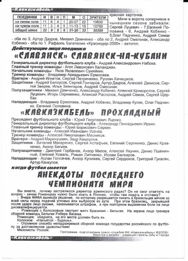 2 дивиз.зона Юг Кавказкабель(Прохладный)-Славянск(Славянск-на-Кубани)13.08.2002 1