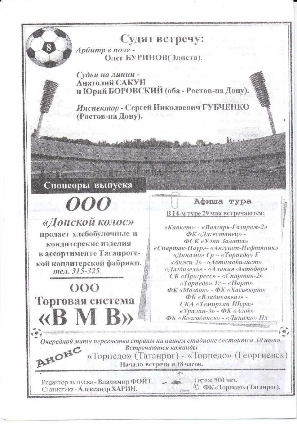 Чемпионат России 3 дивизион ЮФО Торпедо(Таганрог)-Нарт(Нартк ала)29.05.2003 1