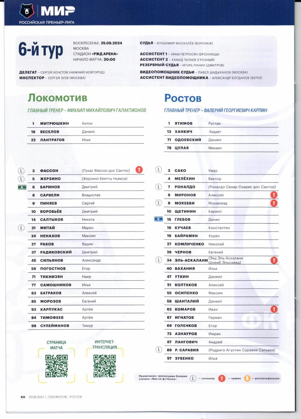 Премьер-лига Локомотив(Москва)-Ростов(Ростов-на-Дону)25.08.2024 2