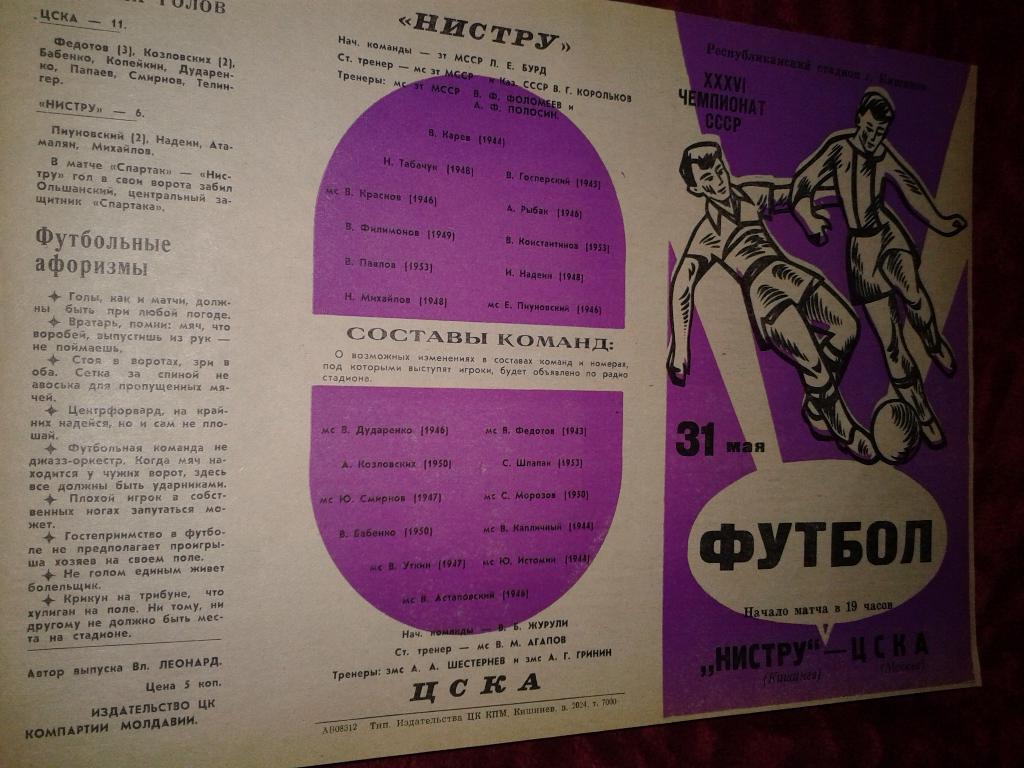 1974 Нистру Кишинев-ЦСКА