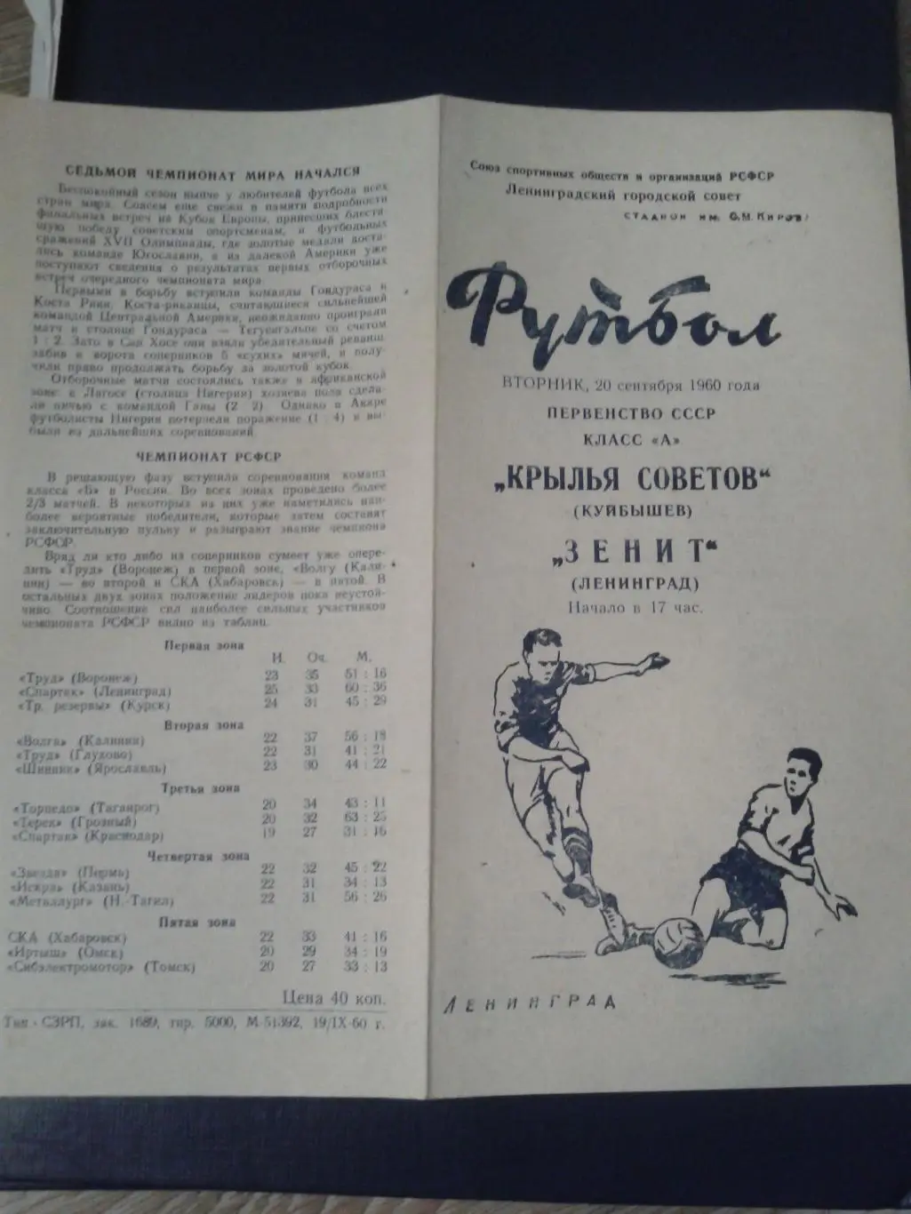1960 Зенит Ленинград-Крылья Советов Куйбышев