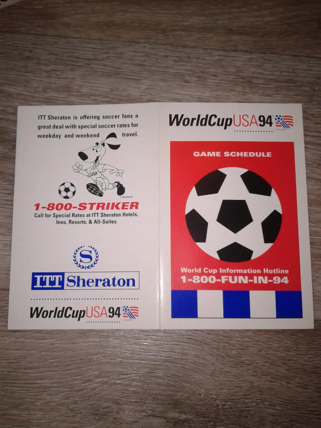 1994 Чемпионат Мира США мини буклет расписание игр