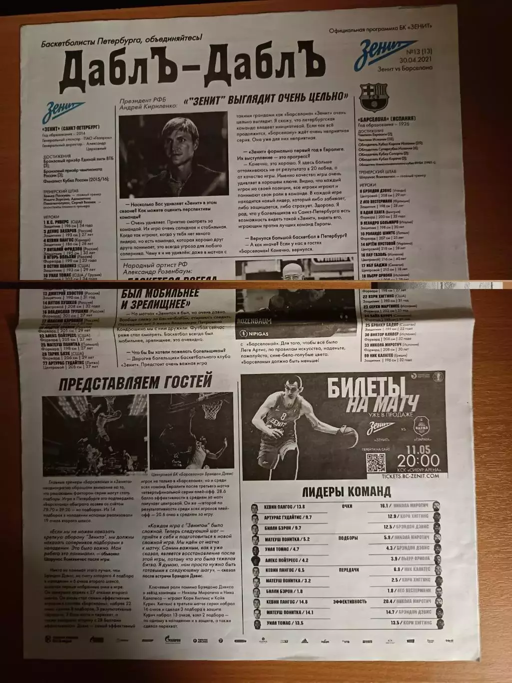 Евролига. БК Зенит - Барселона 30/04/2021