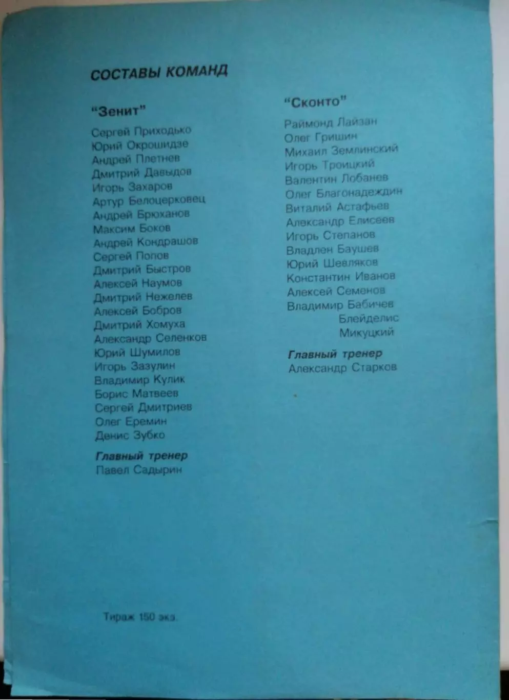 Товарищеский матч. Зенит - Сконто Рига, Латвия 12.01.1996 1