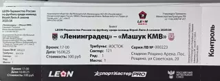 Билет. Ленинградец - Машук-КМВ. 16.08.2025