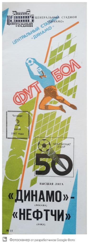 Чемпионат СССР-1987. Динамо Москва - Нефтчи 2.07.1987