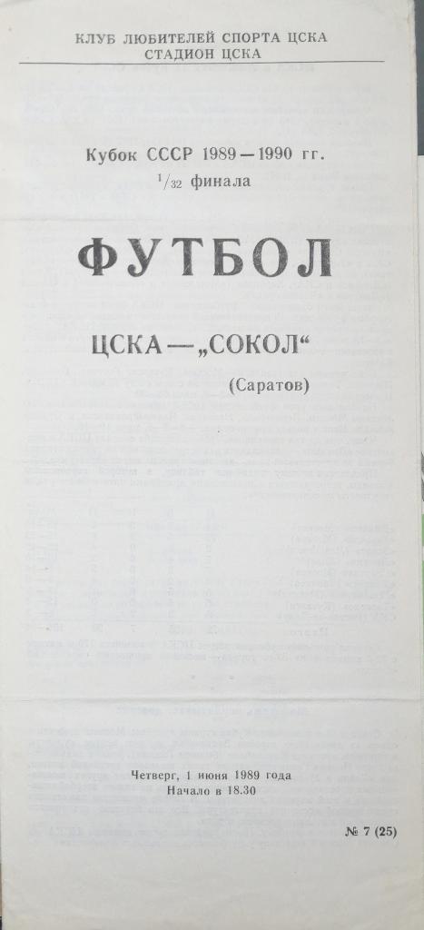 Кубок СССР-1989/90. ЦСКА - Сокол Саратов