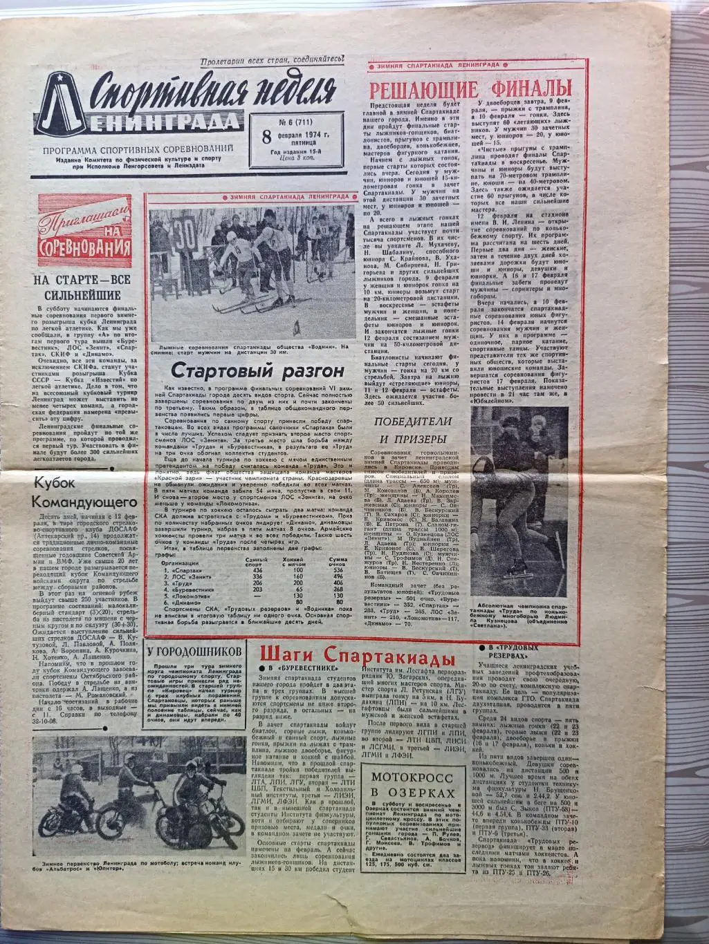 Спортивная неделя Ленинграда #6, 08.02.1974 Хоккей: СКА, Шторм