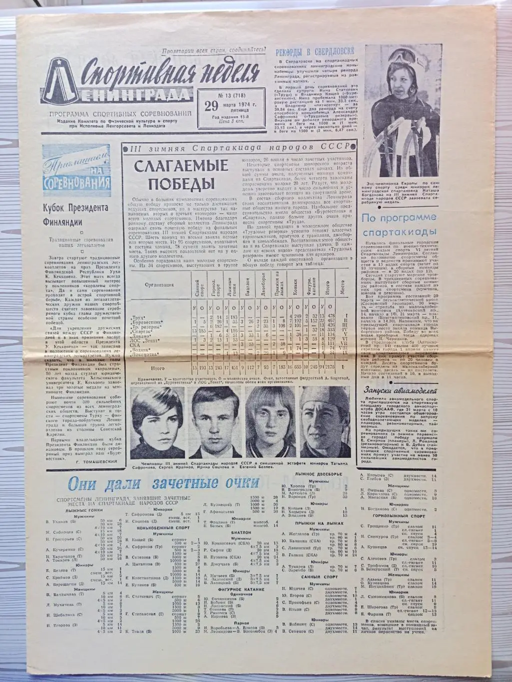 Спортивная неделя Ленинграда #13, 29.03.1974 зенит, шахматы