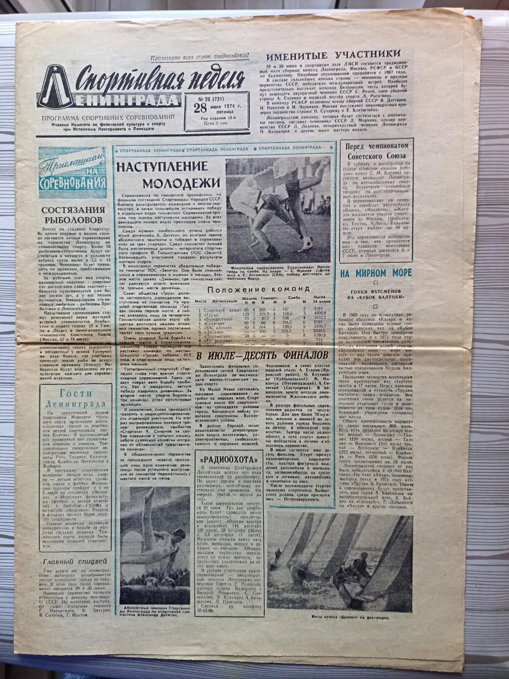 Спортивная неделя Ленинграда #26, 28.06.1974