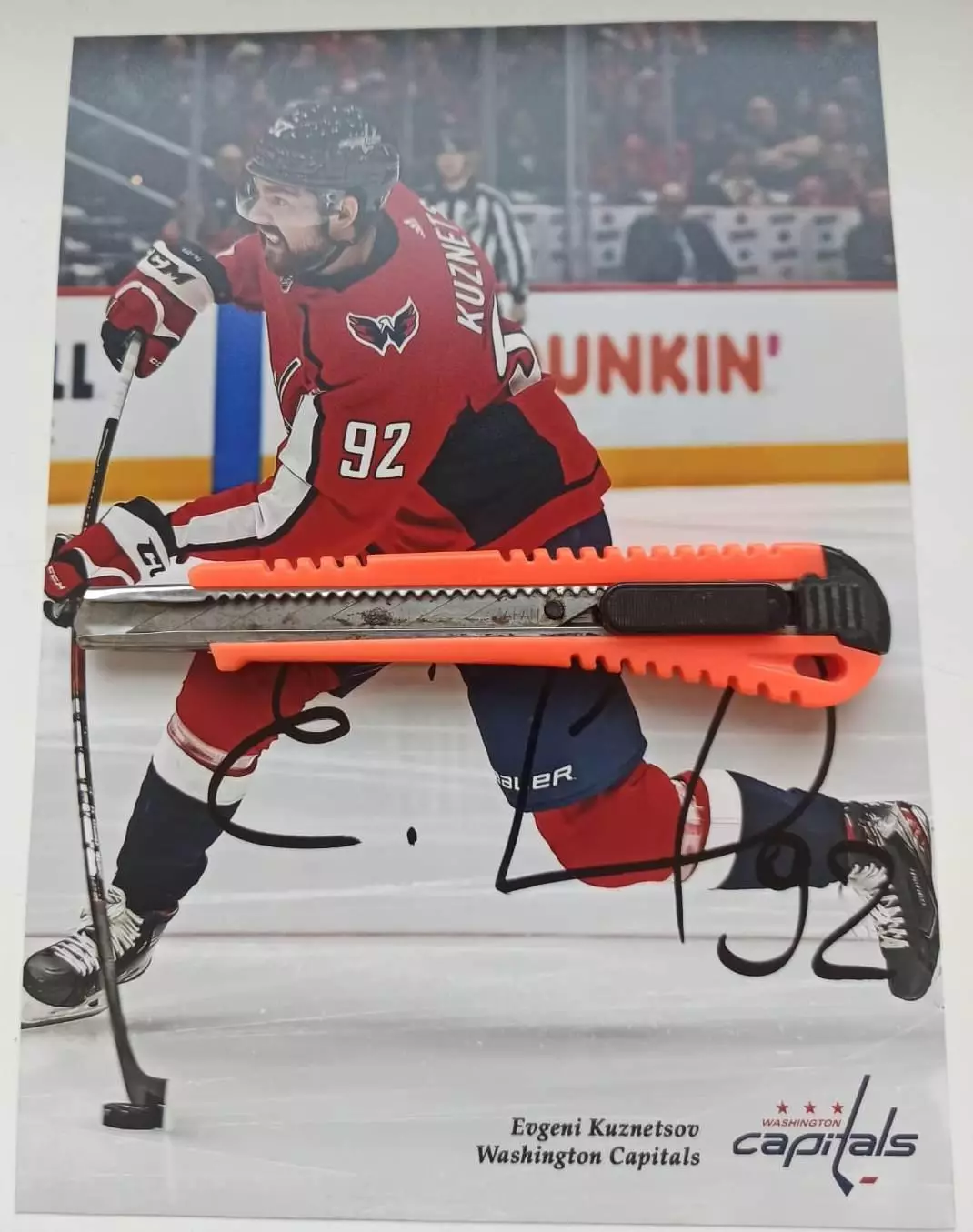 Кузнецов Евгений, карточка с личным автографом хоккей Washington Cap., Россия