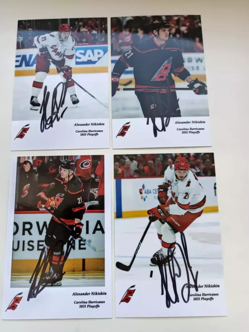 Никишин Александр, карточка савтографом хоккей NHL Carolina, Россия 4 шт.