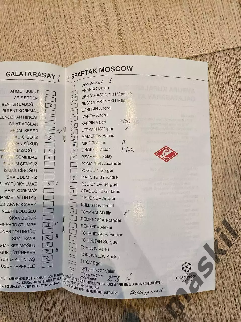 13.04.1994 Галатасарай Турция - Спартак Москва Лига Чемпионов 1993 /94 группа 1